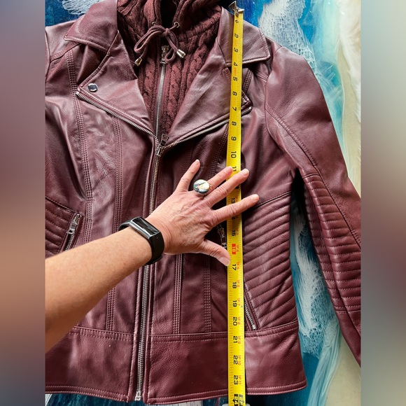 SALE! BUYorBUNDLE! Guess NEW Bordeaux FauxLeatherJacket zipsweater&hoodliner SzM - Picture 13 of 15